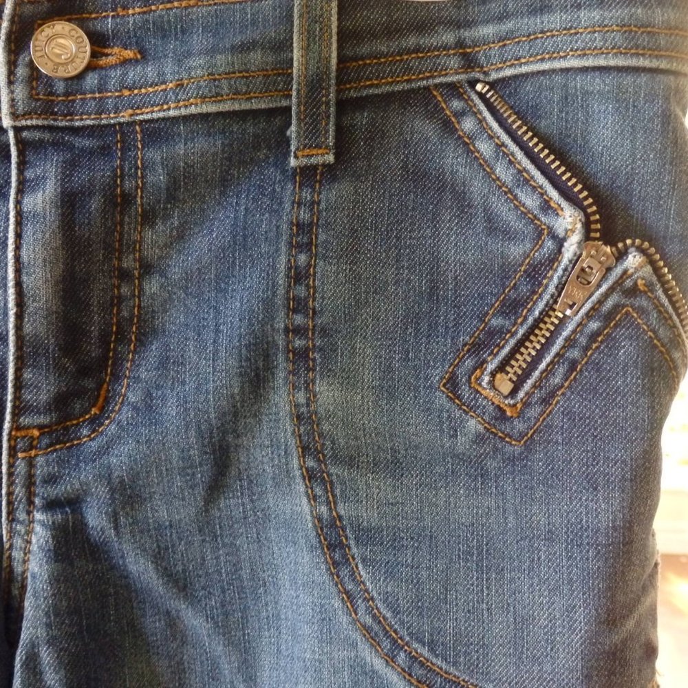 Juicy Couture Crop Capri blue Jeans zipper pockets 29 - Picture 4 of 9